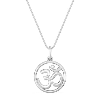 10kt Gold Om Pendant with Box Chain