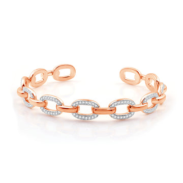 3/4 CTTW.Silver & Diamond Paperclip Bangle: A Touch of Modern Elegance