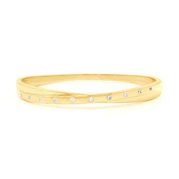 1/4 CTTW Criss Cross Diamond Bangle Bracelet in Sterling Silver