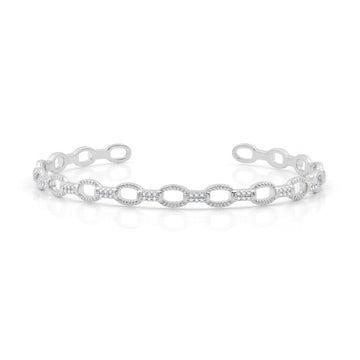 3/8 CTTW Paperclip Element Diamond Cuff Bangle in Sterling Silver