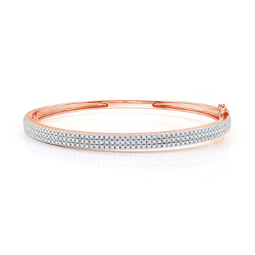 1.00 CTTW Three Row Prong Set Diamond Bangle Bracelet in Sterling Silver