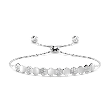 1/2 CTTW Diamond Link Bolo Bangle in Sterling Silver – Adjustable Lab-Grown Diamond Bracelet