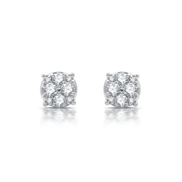 0.40 CTW Diamond Cluster Stud Earrings – Timeless Classic Design
