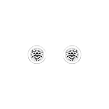 1/4 Carat ROUND SHAPE Cut Lab -Diamond Bazel Set Earring in Gold
