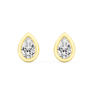 2.00 Carat PEAR SHAPE Cut Lab -Diamond Bazel Set Earring in Gold
