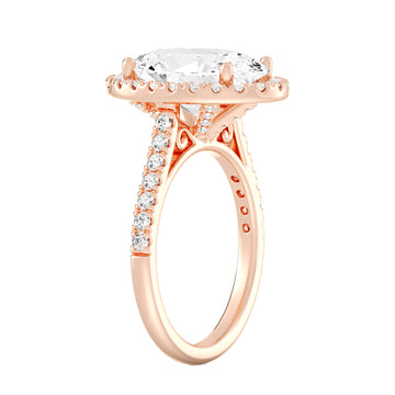 Elegant Oval Halo Engagement Ring with Tight Halo Design