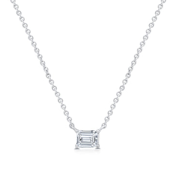 1.00 CTW Lab-Grown Emerald-Shaped Diamond Solitaire Pendant"