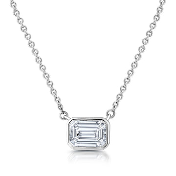 1.00 CTW Lab-Grown Emerald-Shaped Diamond Solitaire Pendant"