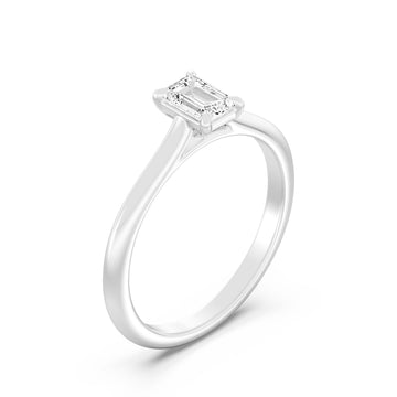 1/2.Carat EMARALD SHAPE Lab -Diamond PRONG Set Solitaire ring in Gold