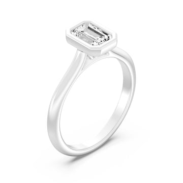 1/2.Carat EMARALD SHAPE Lab -Diamond BEZEL Set Solitaire ring in Gold
