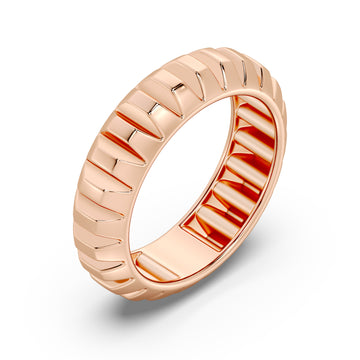 Italian-Inspired Plain Gold Pyramid Rings with High Mirror Finish