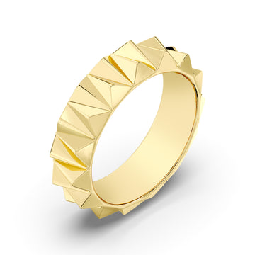 Italian-Inspired Plain Gold 3D Geometric Bands with Mirror Finish Polish