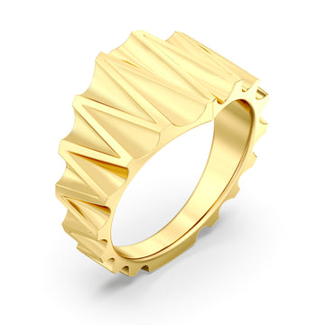 Italian-Inspired Plain Gold Tapered Wave Bands with Mirror Finish Polish