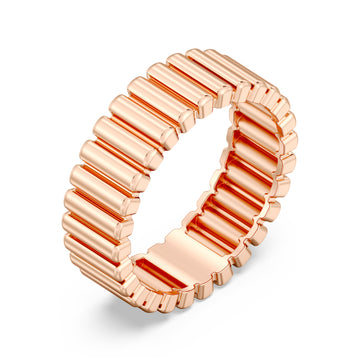 Italian-Inspired Plain Gold Bands with Pillar-Bar Pattern and Mirror Finish Polish