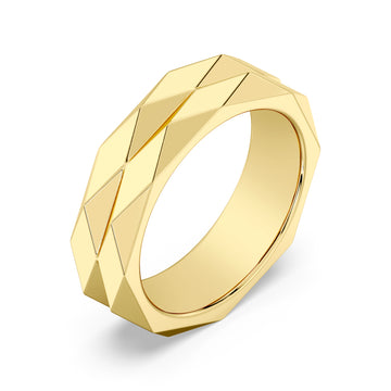 Italian-Inspired Plain Gold Bands with Haringborn Pattern and Mirror Finish Polish