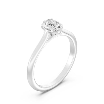 1/2.Carat OVAL SHAPE Lab -Diamond PRONG Set Solitaire Ring in Gold