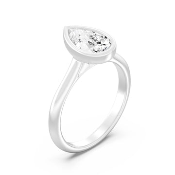 1.50 Carat PEAR SHAPE Lab -Diamond BEZEL Set Solitaire ring in 10KT Gold