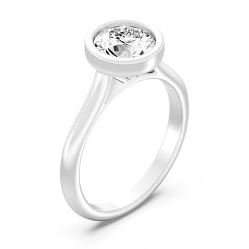 1.50.Carat ROUND SHAPE Lab -Diamond BEZEL SET Solitaire ring in Gold