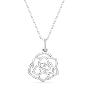 10kt Gold Rose Pendant with Box Chain