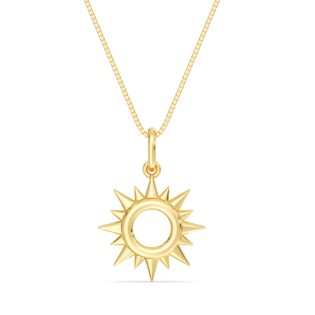 10kt Gold Sun Pendant with 18inch box chain