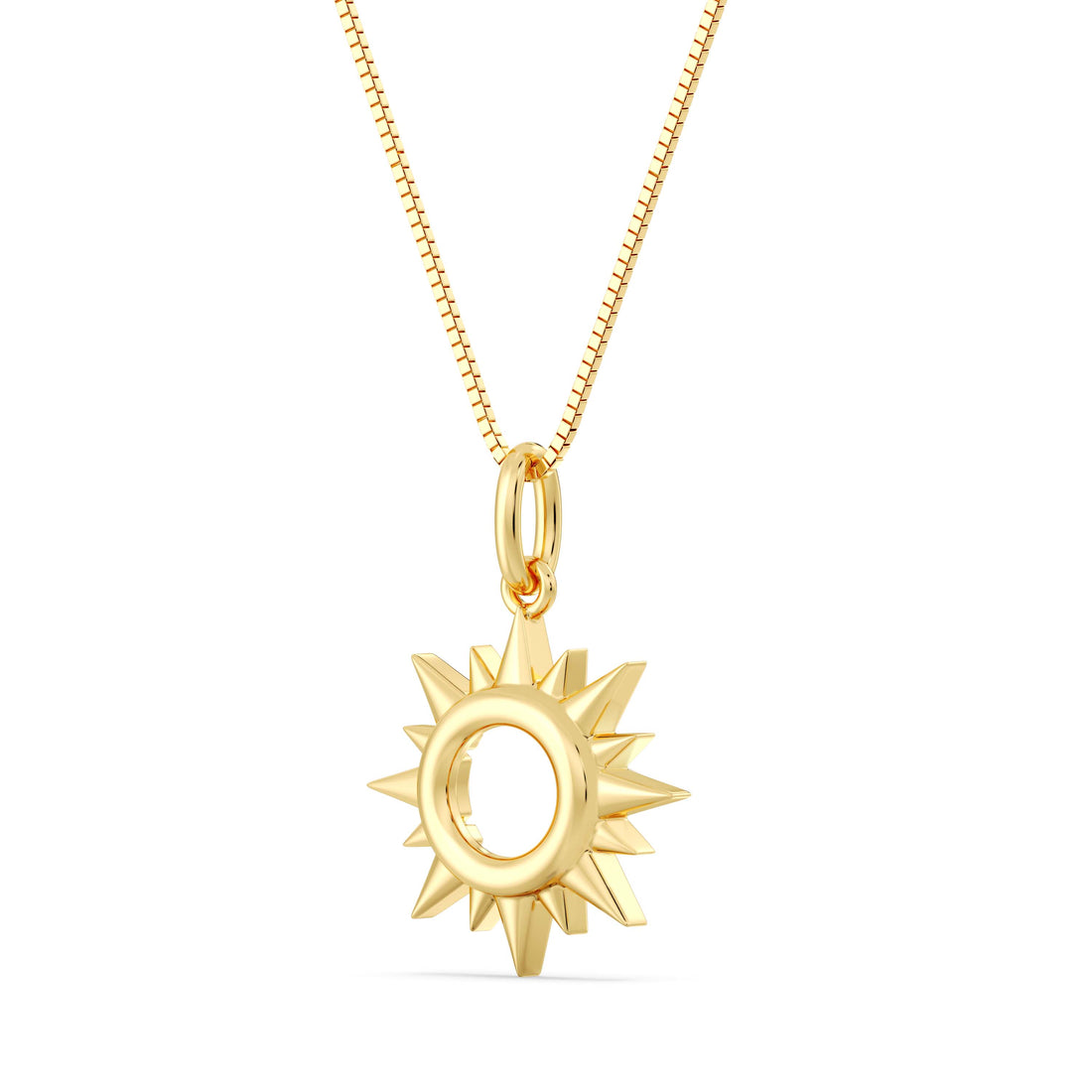 10kt Gold Sun Pendant with 18inch box chain