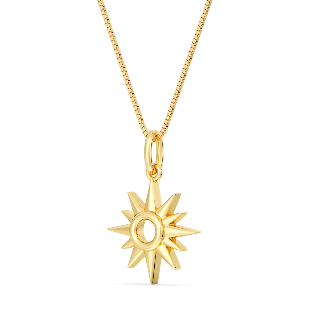 10kt Gold Sun Pendant with 18inch box chain