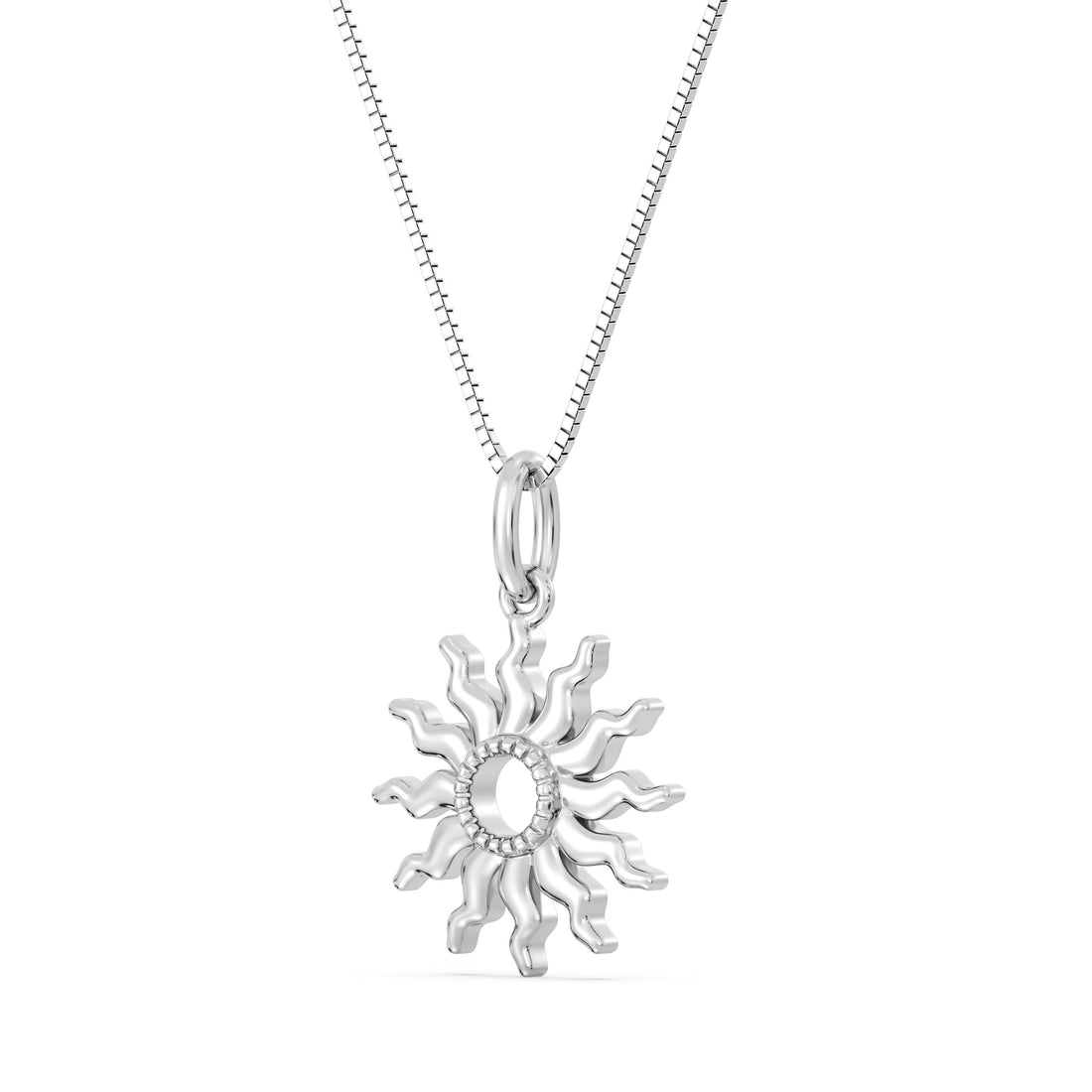 10kt Gold Sun Pendant with 18inch box chain