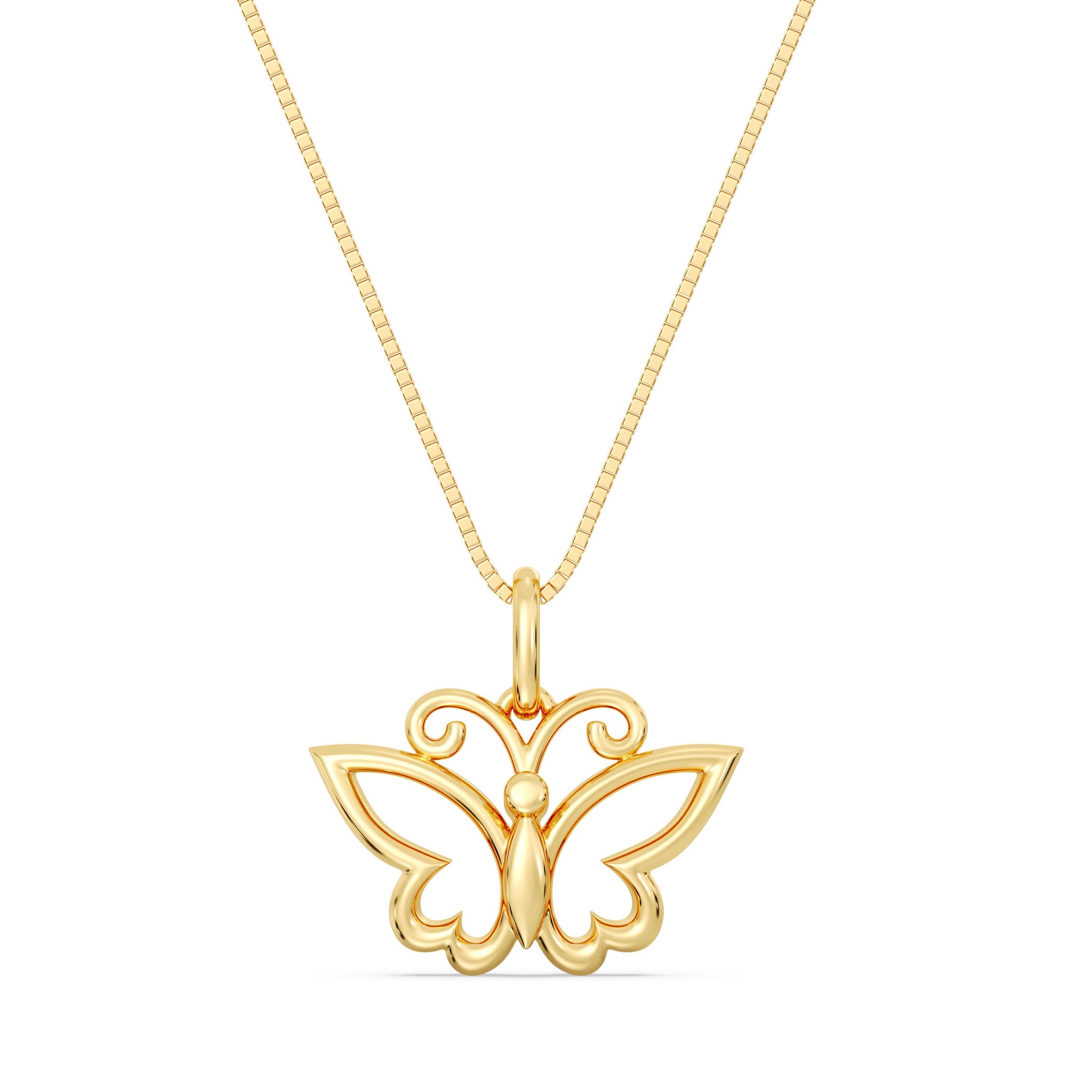 10kt Gold Butterfly Pendant with Box Chain