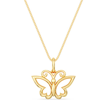 10kt Gold Butterfly Pendant with Box Chain