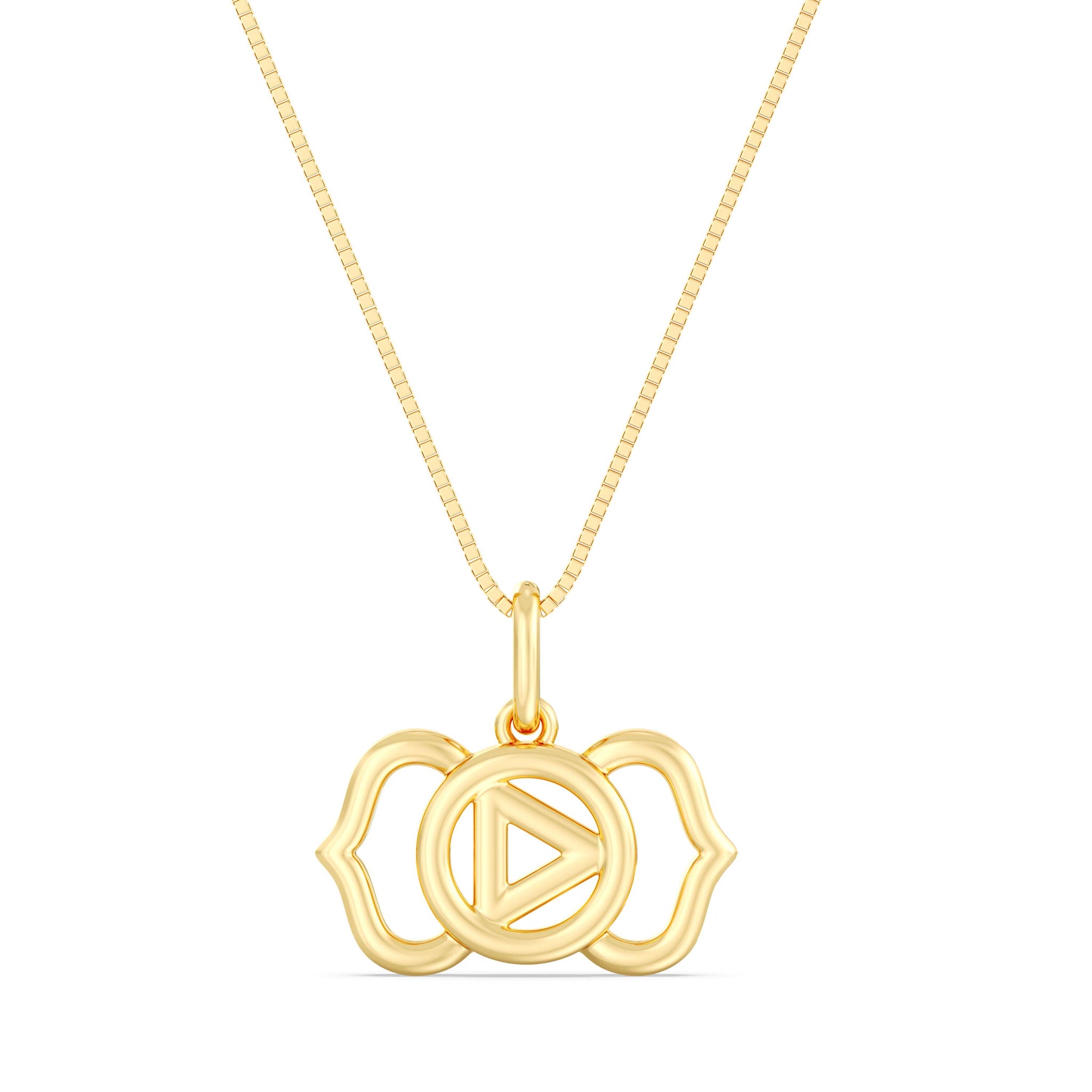 10kt Gold Ajna Chakra Pendant with Box Chain