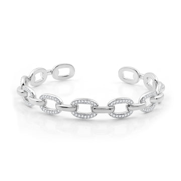 3/4 CTTW.Silver & Diamond Paperclip Bangle: A Touch of Modern Elegance