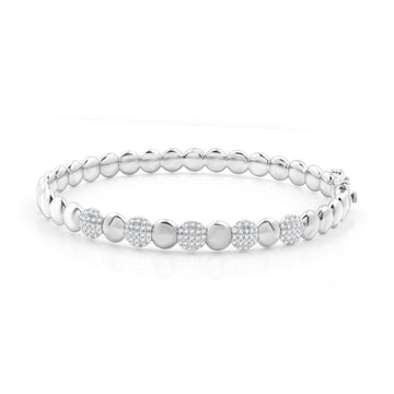 1/2.CTTW Modern High Shine Beaded Bangle in Silver