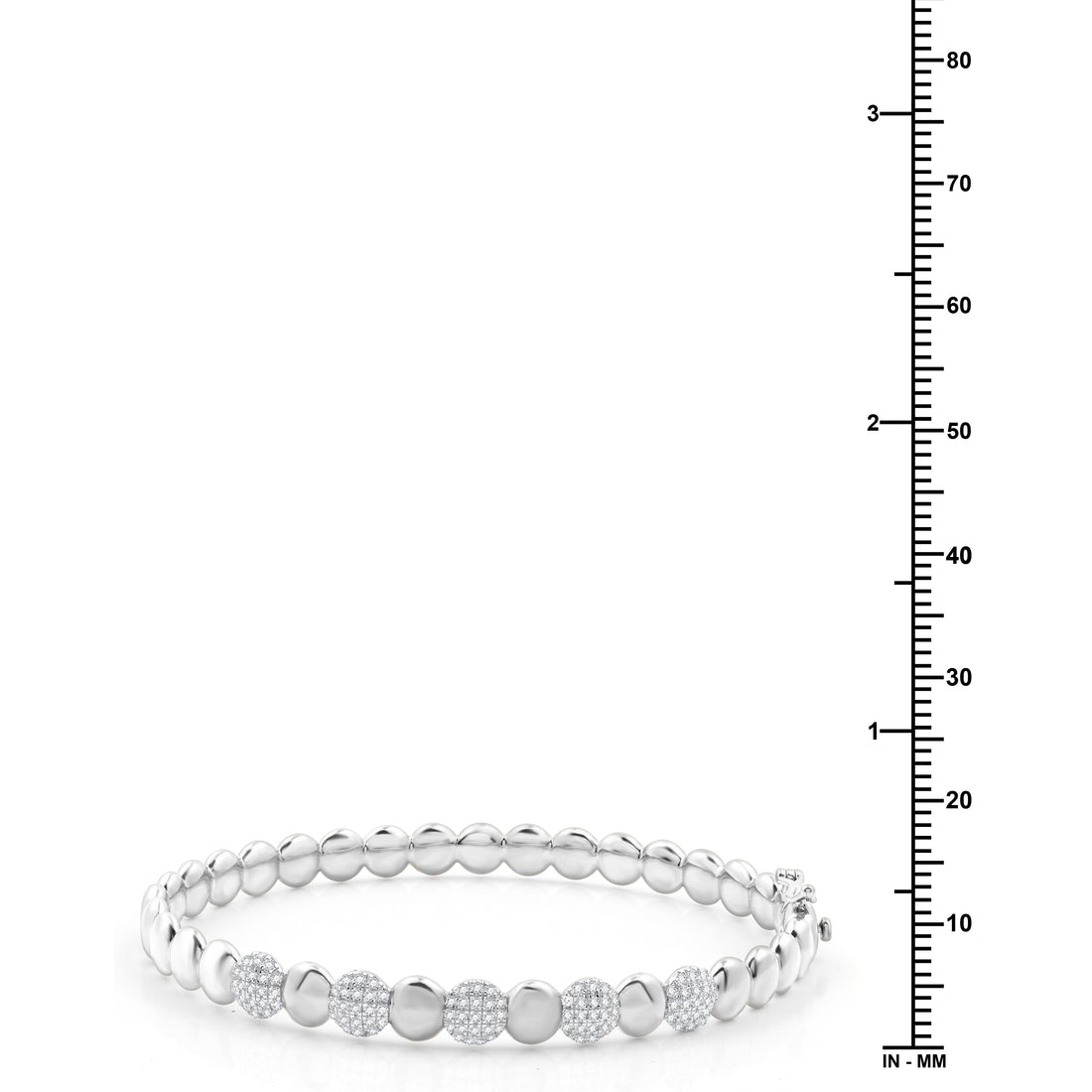 1/2.CTTW Modern High Shine Beaded Bangle in Silver