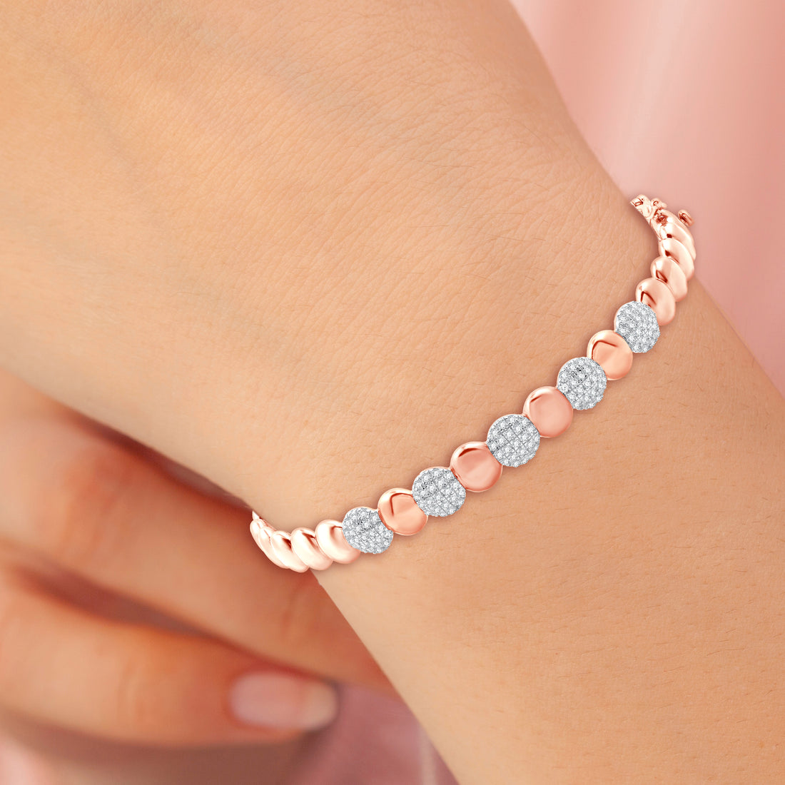 1/2.CTTW Modern High Shine Beaded Bangle in Silver