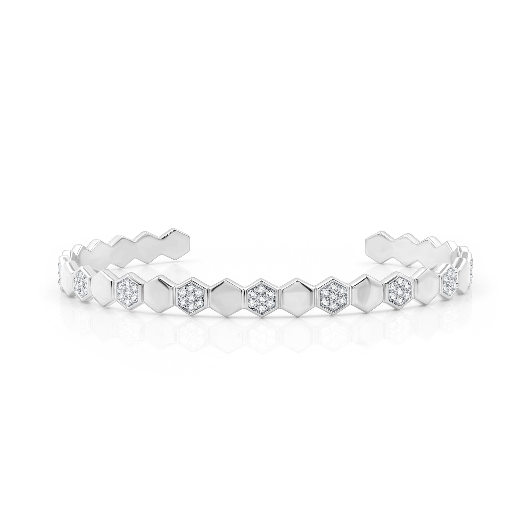 1 CTTW Hexagon Diamond Cuff in Sterling Silver
