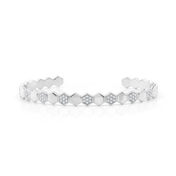 1 CTTW Hexagon Diamond Cuff in Sterling Silver