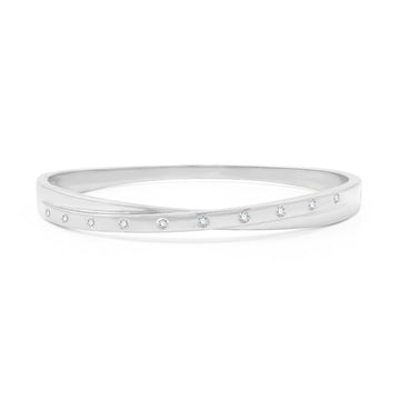 1/4 CTTW Criss Cross Diamond Bangle Bracelet in Sterling Silver