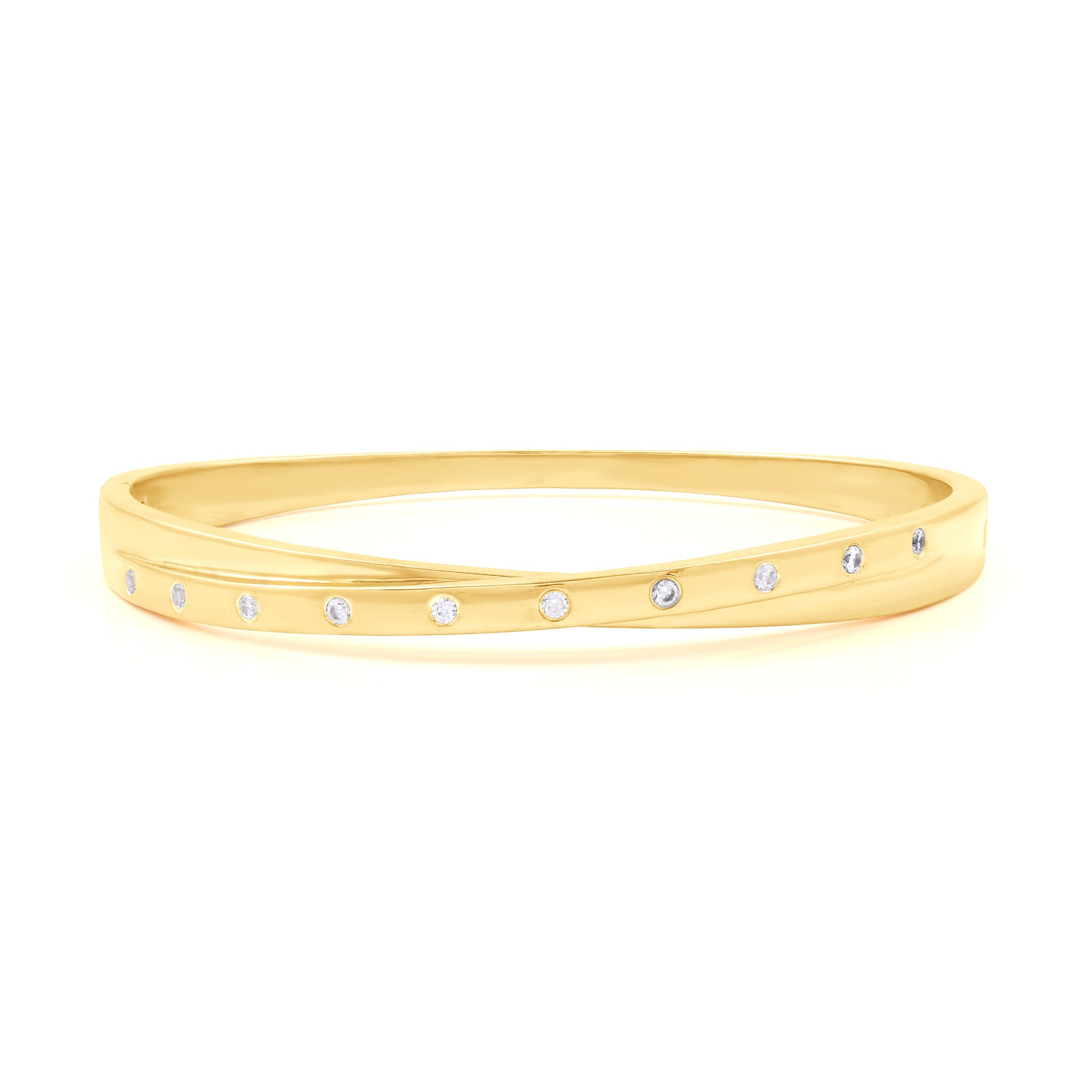 1/4 CTTW Criss Cross Diamond Bangle Bracelet in Sterling Silver