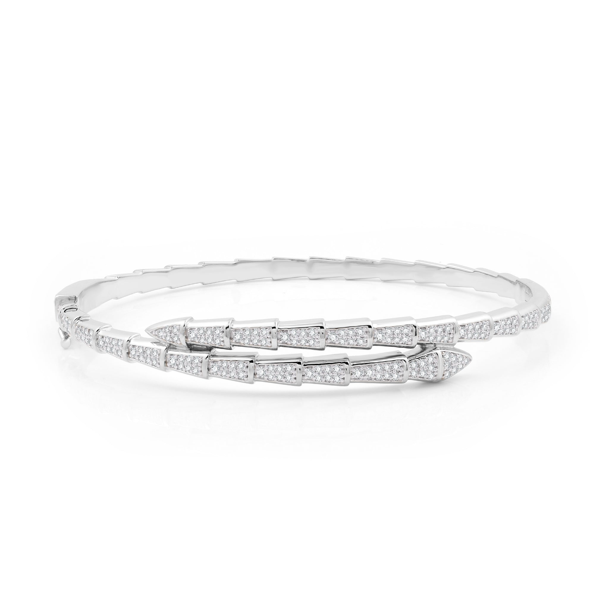 3/4 CTTW Stacking Pavé Diamond Bangle Bracelet in Sterling Silve