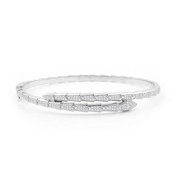3/4 CTTW Stacking Pavé Diamond Bangle Bracelet in Sterling Silve