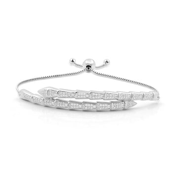 5/8 CTTW Pav Diamond Bolo Cuff Bangle in Sterling Si