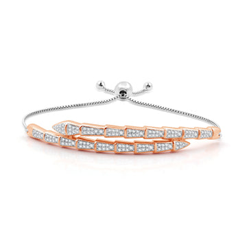 5/8 CTTW Pavé Diamond Bolo Cuff Bangle in Sterling Silver