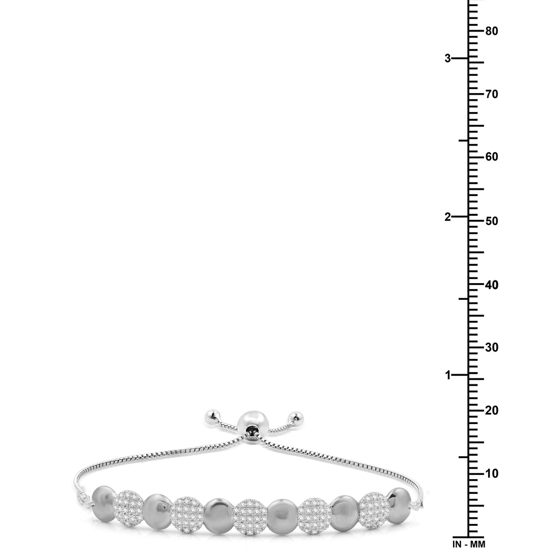 1/2 CTTW Pavé Diamond Ball Bolo Bangle in Sterling Silver