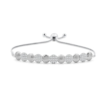 1/2 CTTW Pavé Diamond Ball Bolo Bangle in Sterling Silver