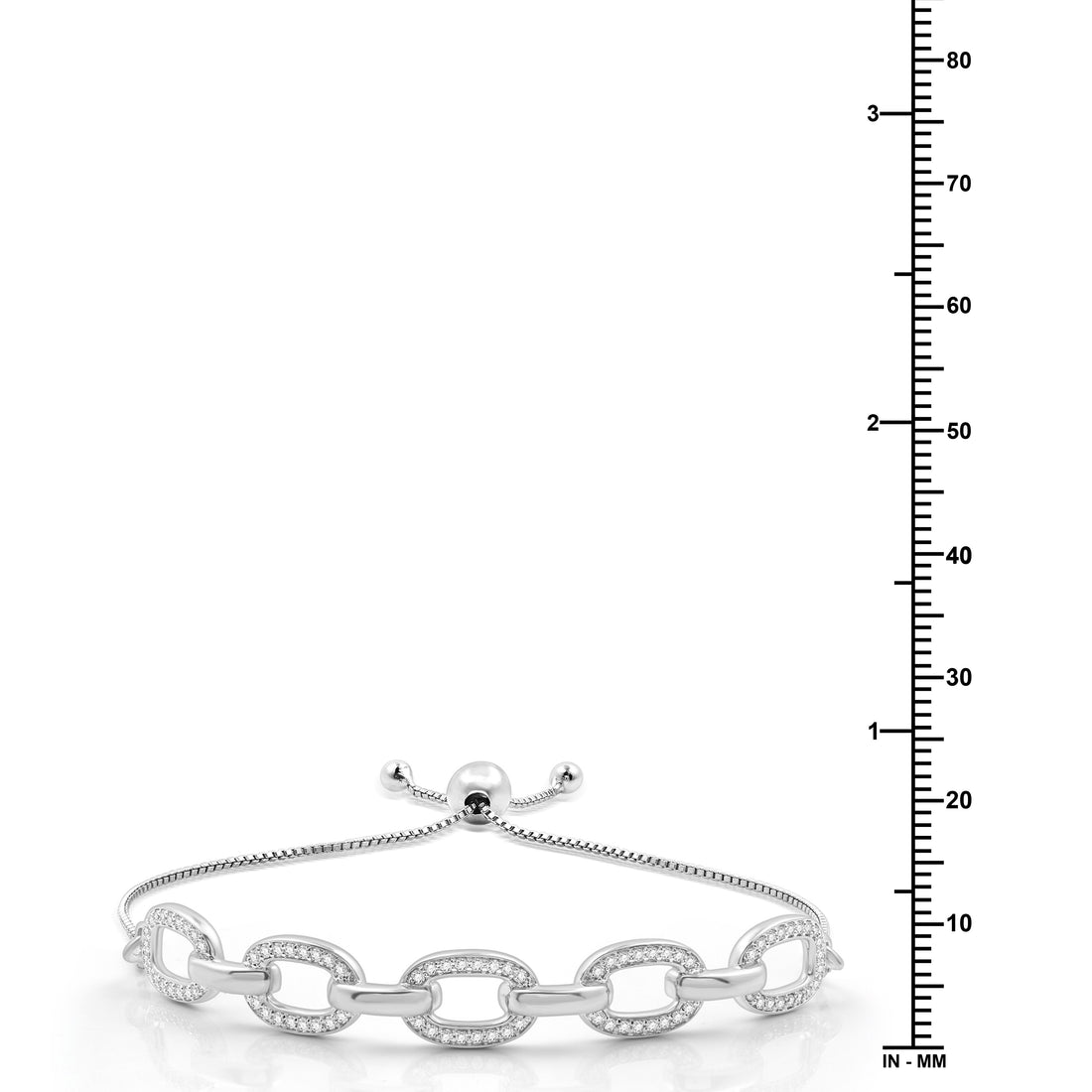 3/8 CTTW Diamond Paperclip Link Bolo Bangle in Sterling Silver – Adjustable Lab-Grown Diamond Bracelet