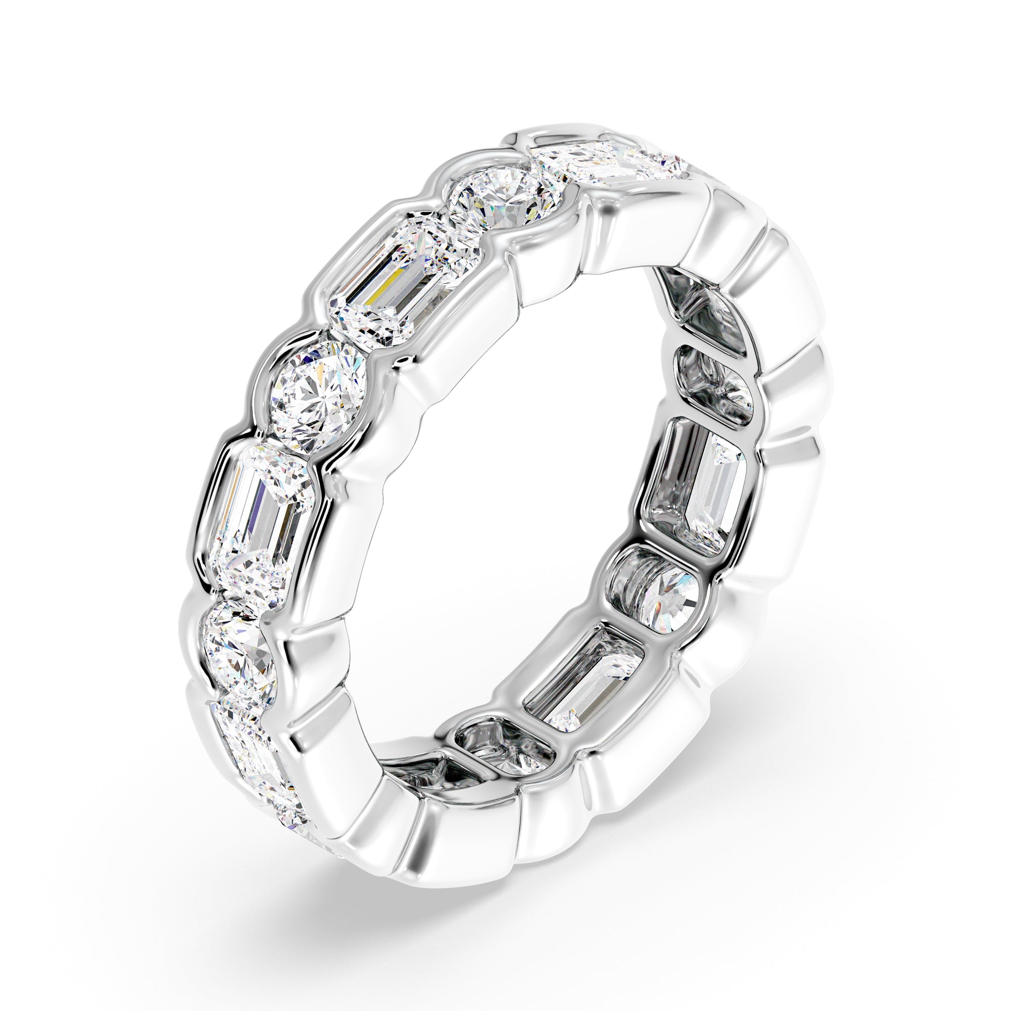 Eternal Emerald Cut & Round  Diamond Eternity Ring