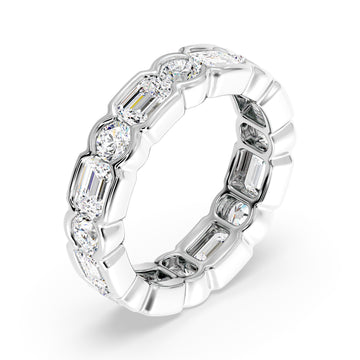 Eternal Emerald Cut & Round  Diamond Eternity Ring