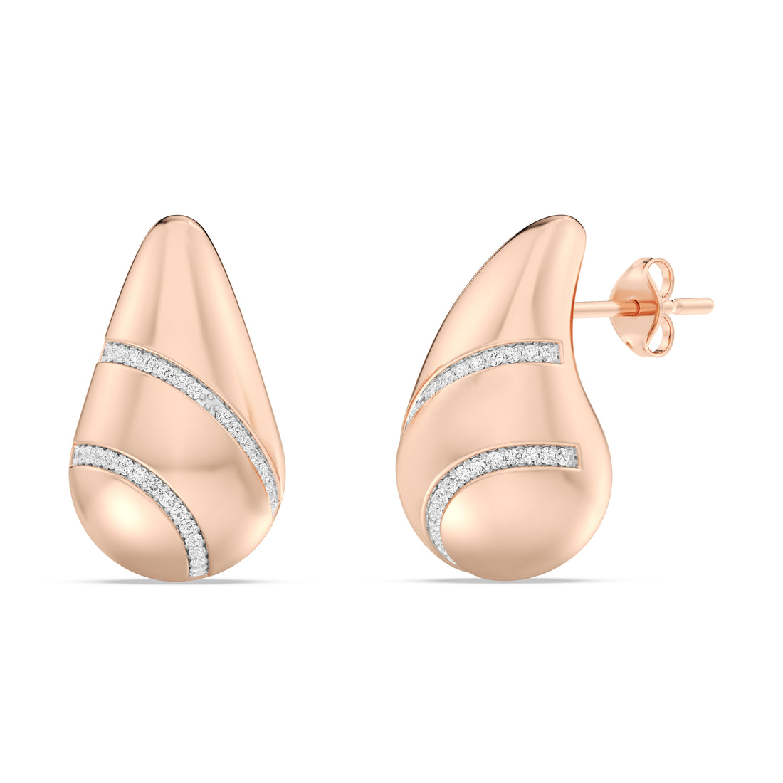 LAB GROWN BOLD PASELY EARRING WITH DIAMOND STRIPS  IN 10KT GOLD  (0.25 CTW )