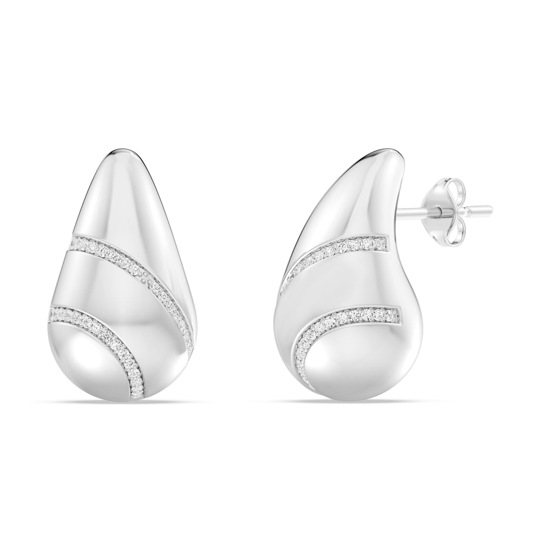 0.25 CTW LAB GROWN BOLD PAISLEY EARRING WITH DIAMOND STRIPS