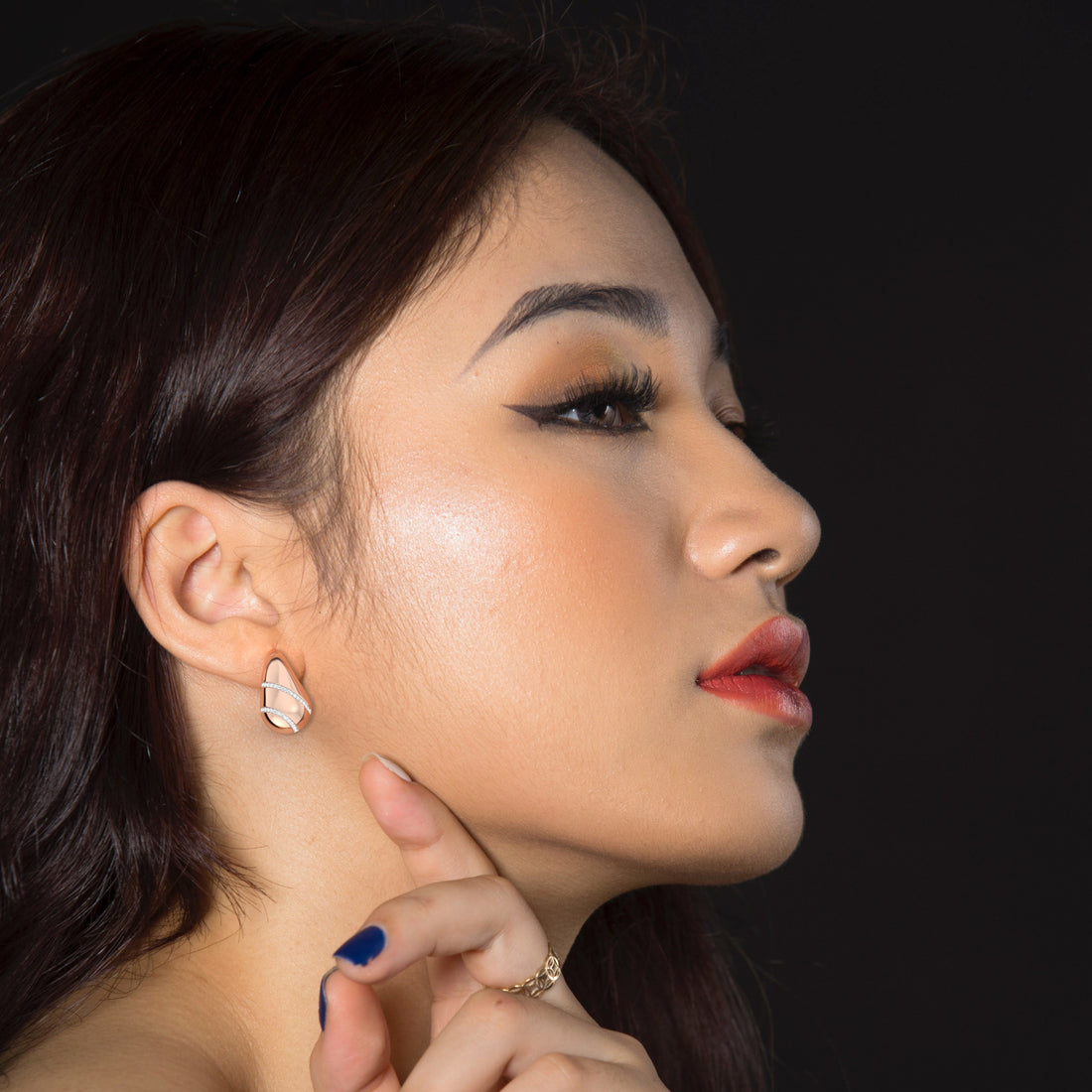 LAB GROWN BOLD PASELY EARRING WITH DIAMOND STRIPS  IN 10KT GOLD  (0.25 CTW )